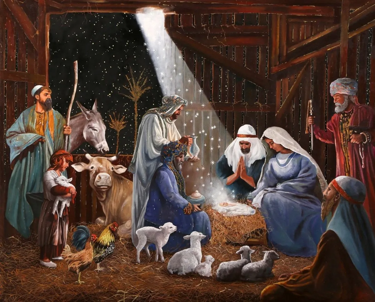Nativity Digitally Printed 36" Panel from Four Seasons